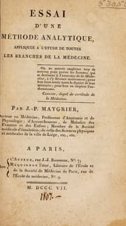 Tapa de Essai d'une méthode analytique appliquée à l'étude de toutes les branches de la médecine