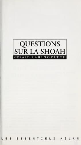 Tapa de Questions sur la Shoah