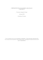 Tapa de Comparative health systems law and policy  (LAW726H1F)
