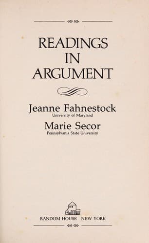 Tapa de Readings in argument