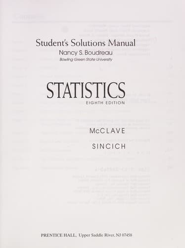 Tapa de Student solutions manual, Statistics, eighth edition / McClave,Sincich