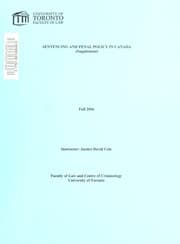 Tapa de Sentencing and penal policy in Canada