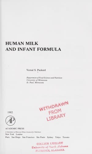 Tapa de Human milk and infant formula