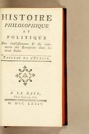 Tapa de Histoire philosophique et politique des établissements & du commerce des Européens dans les deux Indes. Tableau de l'Europe