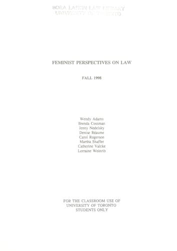 Tapa de Feminist perspectives on law