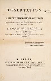 Tapa de Dissertation sur la fièvre adynamique continue