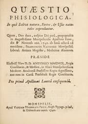 Tapa de Quaestio physiologica, in qua salivae natura, fontes, & usus naturales expenduntur
