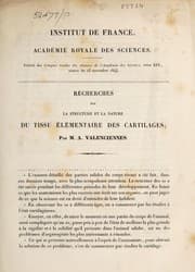 Tapa de Recherches sur la structure et la nature du tissu élémentaire des cartilages