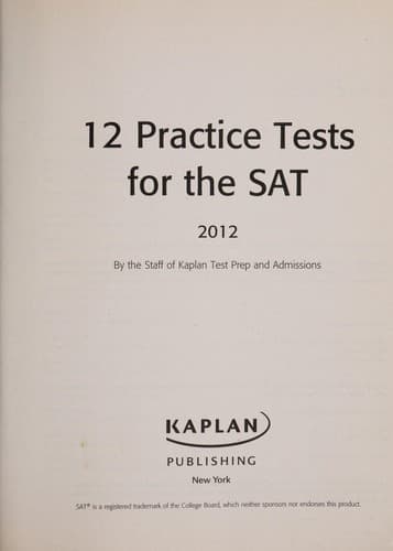 Tapa de 12 practice tests for the SAT 2012
