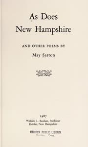 Tapa de As Does New Hampshire, and Other Poems