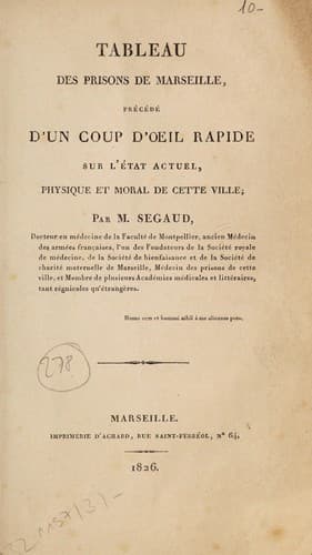 Tapa de Tableau des prisons de Marseille