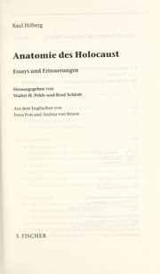 Tapa de Anatomie des Holocaust