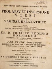 Tapa de Dissertatio inauguralis chirurgico-medico de prolapsu et inversione uteri ejusque vaginae relaxatione ...
