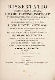 Tapa de Dissertatio medica inauguralis, de viri vaccinii insitione ut medio prophylactico contra variolas