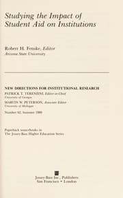 Tapa de Studying the Impact of Student Aid on Institutions (New Directions for Institutional Research)