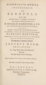 Tapa de Dissertatio medica inauguralis de scrofula ...