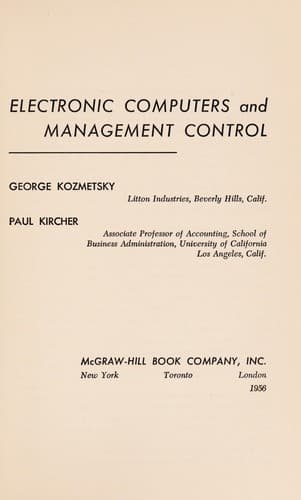 Tapa de Electronic computers and management control