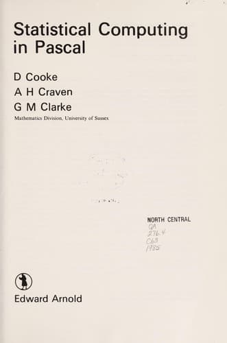 Tapa de Statistical computing in Pascal