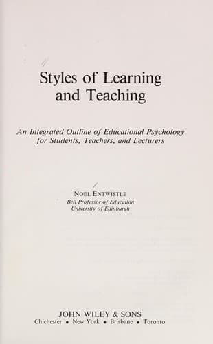 Tapa de Styles of learning and teaching