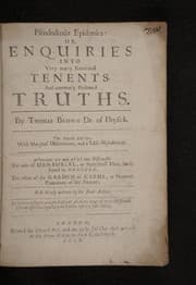 Tapa de Pseudodoxia epidemica, or, Enquiries into very many received tenents, and commonly presumed truths