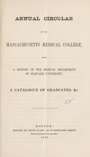 Tapa de Annual circular of the Massachusetts Medical College