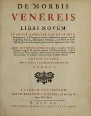Tapa de De morbis venereis libri novem in quibus disseritur tum de origine, propagatione & contagione horumce affectuum in genere: tum de singulorum natura, aetiologia & therapeia, cum brevi analysi & epicrisi operum plerorumque, quae de eodem argumento scripta sunt ...