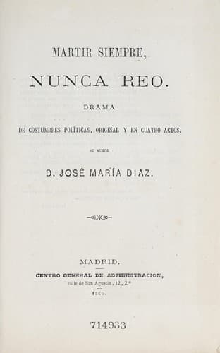 Tapa de Mártir siempre, nunca reo