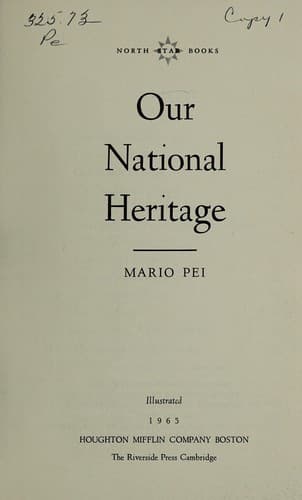 Tapa de Our national heritage