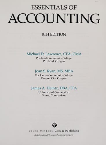 Tapa de Essentials of accounting