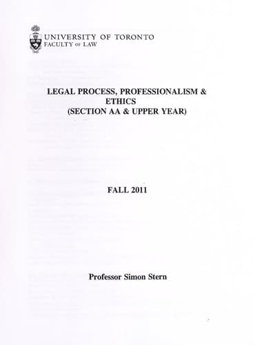 Tapa de Legal process, professionalism & ethics