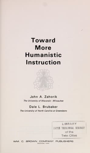 Tapa de Toward more humanistic instruction