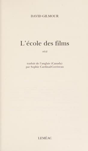 Tapa de L'école des films