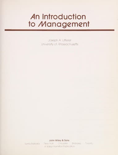 Tapa de An introduction to management