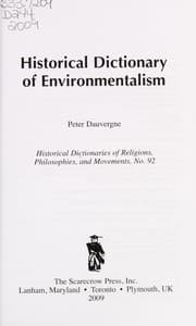 Tapa de Historical dictionary of environmentalism