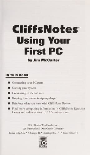Tapa de CliffsNotes using your first PC