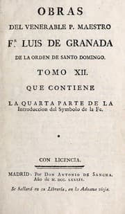 Tapa de Obras del venerable P. maestro Fr. Luis de Granada de la Orden de Santo Domingo