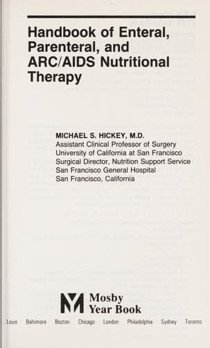 Tapa de Handbook of enteral, parenteral, and ARC/AIDS nutritional therapy