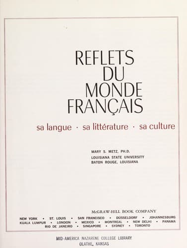 Tapa de Reflets du monde français