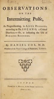 Tapa de Observations on the intermitting pulse, as prognosticating in acute diseases, according to Dr. Solano, a critical diarrhoea: or, as indicating the use of purging remedies