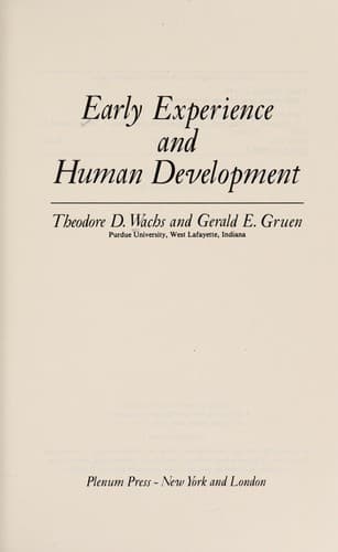 Tapa de Early experience and human development