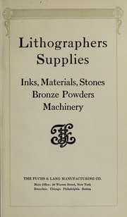 Tapa de Lithographers supplies, inks, materials, stones, bronze powders, machinery