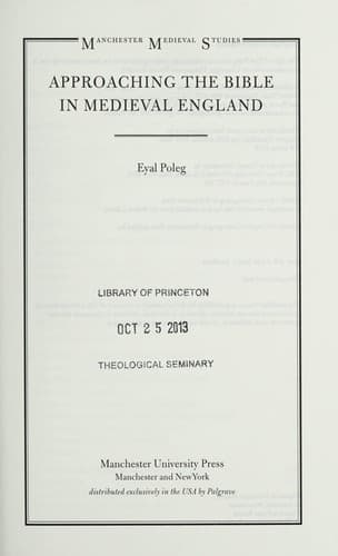 Tapa de Approaching the Bible in medieval England