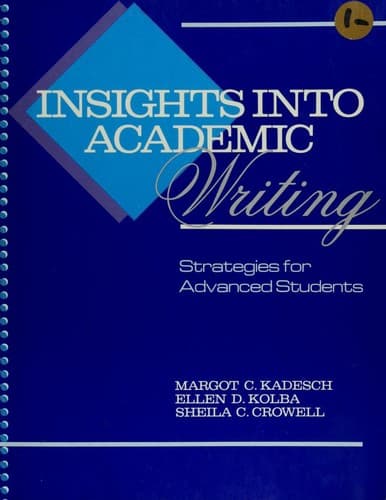 Tapa de Insights into academic writing
