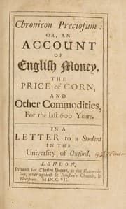Tapa de Chronicon preciosum: or, an account of English money, the price of corn, and other commodities, for the last six hundred years. [Anon.]