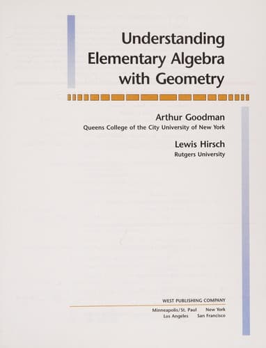 Tapa de Understanding elementary algebra with geometry