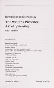 Tapa de Resources for teaching The writer's presence-- a pool of essays, second edition