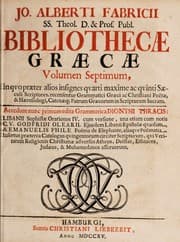 Tapa de Bibliotheca Graeca. [Lib. I-VI] Sive notitia scriptorum veterum graecorum, quorumcunque monumenta integra, aut fragmenta edita exstant tum plerorumque è mss. ac deperditis