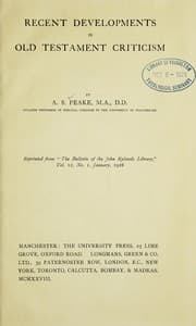 Tapa de Recent developments in Old Testament criticism ...
