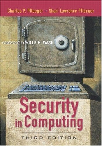 Tapa de Security in Computing, Third Edition