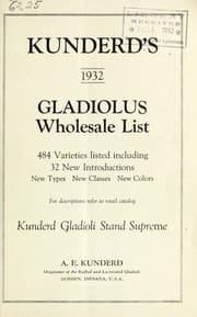 Tapa de Kunderd's 1932 gladiolus wholesale list